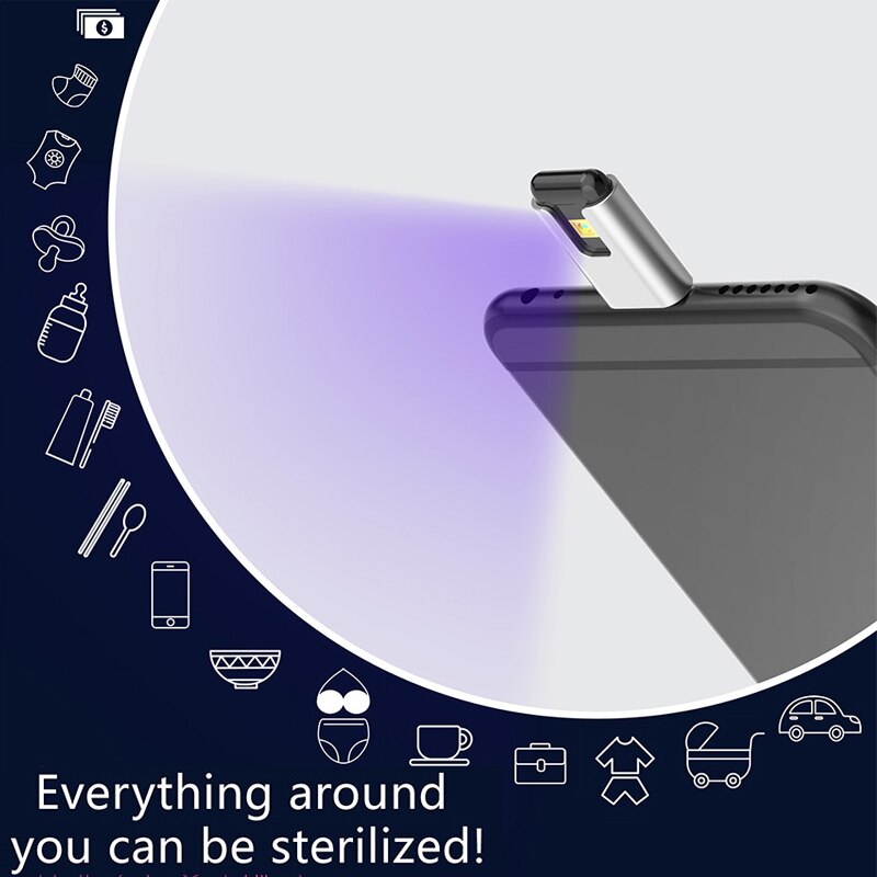 Przenośna ręczna lampa bakteriobójcza UV USB dezynfekcja UVC sterylizująca lampa bakteriobójcza dla IOS dla androida dla przycisków windy