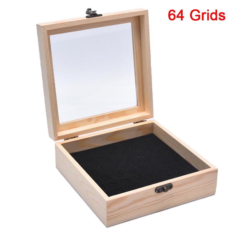 16/36/64 Grids Wooden Storage Box For Essential Oil Carrying Case Organizer Aromatherapy Container Treasure Storage Box: 64 Grids