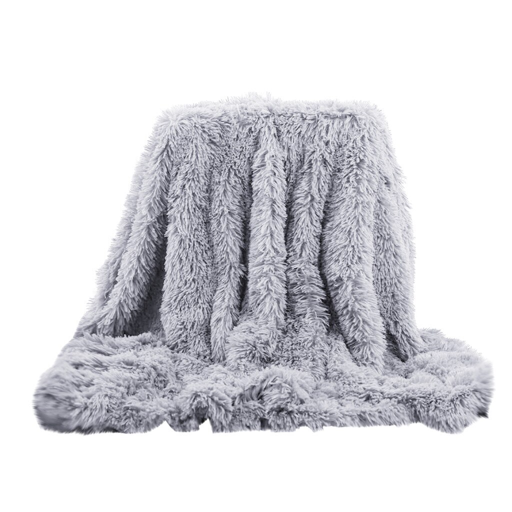 Shaggy Long Faux fur Throw Blanket Fuzzy Lightweight Plush Sherpa Fleece: Gray