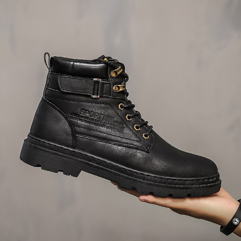 Vinter herresko støvler mænd maskulin støvle svedabsorberende herrefodtøj zapatos de hombre botas hombre erkek ayakkabi: Sort  c02-49 / 8