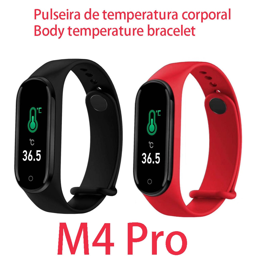 M4 pro kropstemperatur armbånd smartband vecosry ur pulsmåler fitness tracker aktivitet blodtryk