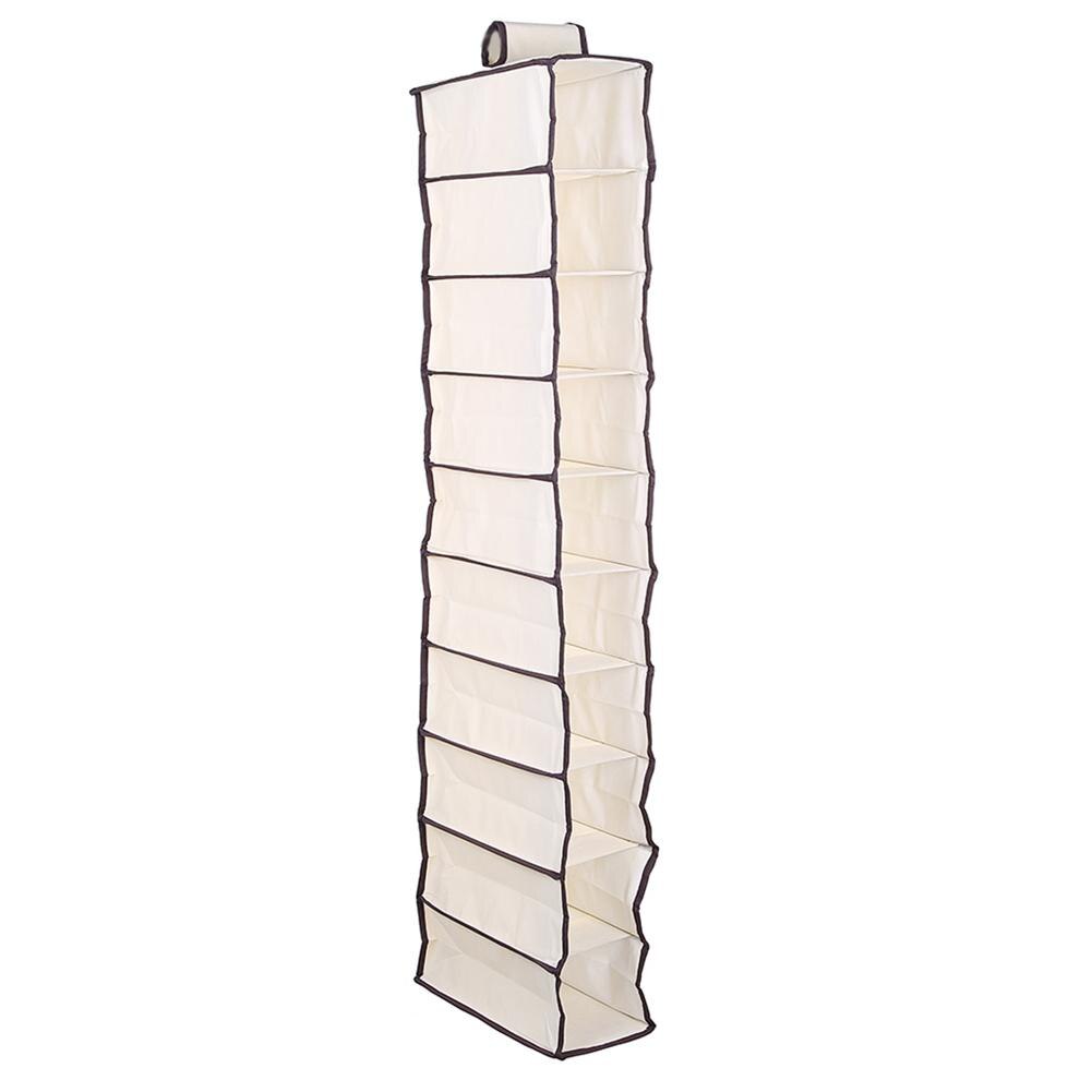 Sac de rangement suspendu à 10 couches, organisateur de placard, organisateur de garde-robe, vêtements, poches de rangement de porte, chaussures, boîte à tiroirs suspendue, étagères: BEIGE