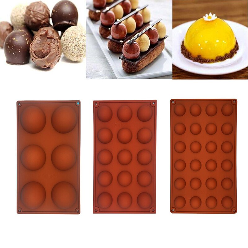 Halv kugle silikone budding chokolade slik skimmel kage indretning bagning form værktøjer