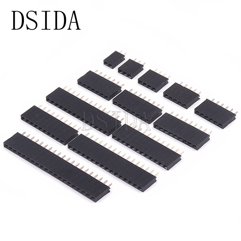 10 stks 2.54mm Enkele Rij Pin Vrouwelijke Pin Header Socket 1*2 p 3 p 4 p 5 p 6 p 7 p 8 p 9 p 10 p 12 p 14 p 16 p 20 p 40 p Pin Connector