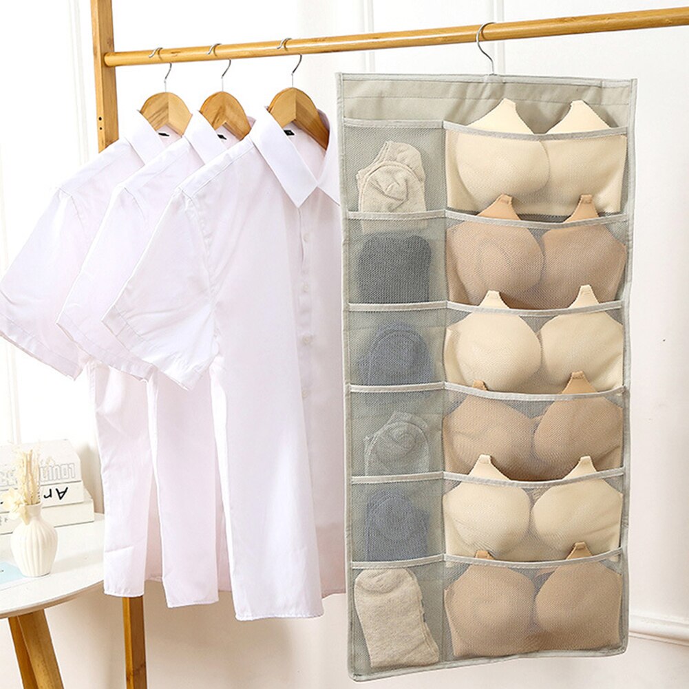 Wardrobe Storage Bag Foldable Hanging Organizer Underware Bra Socks Multi Pockets Bag Oxford Fabric Hang Storage Organizer Bag