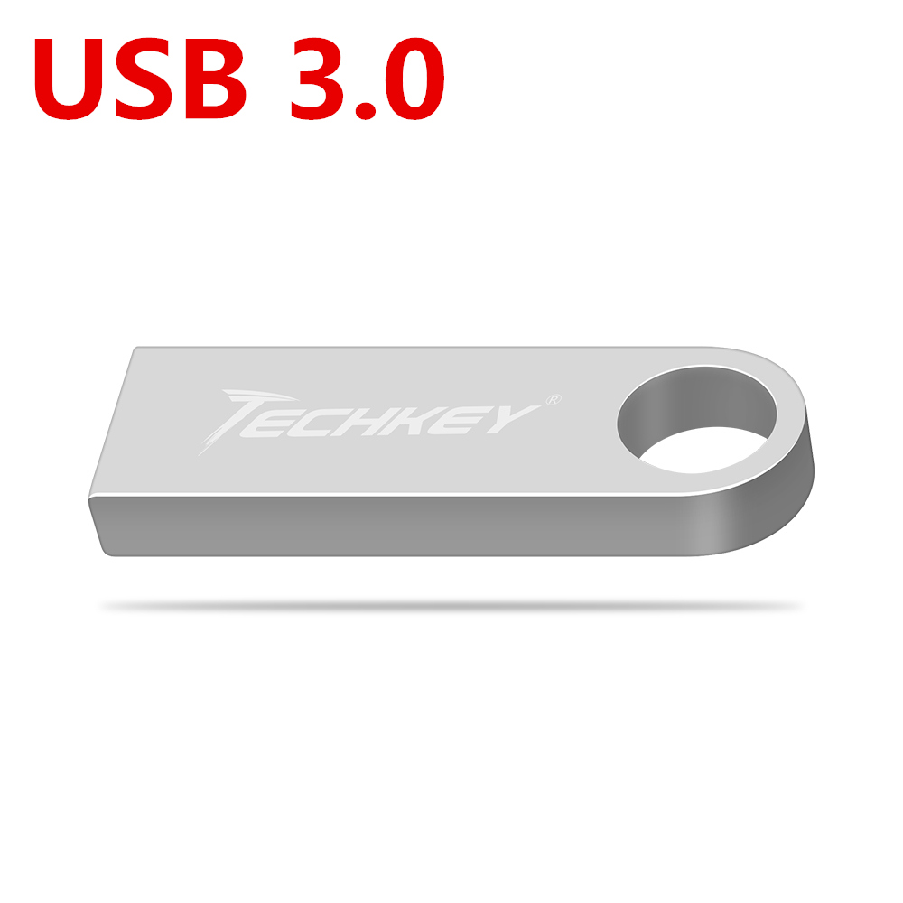 TECHKEY usb flash drive 3.0 64GB memory 3.0 128GB drive 3.0 32GB pendrive usb 3.0 key 16GB флешка waterproof usb stick 3.0: Silver / 64 GB