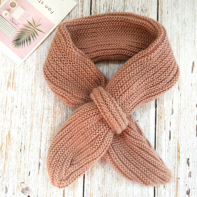 Mooie Herfst Winter Jongens Meisjes Effen Sjaal Warme Gebreide Sjaals Kids Kinderen Effen Kleur Halswarmer Breien Kraag Sjaal: Pink