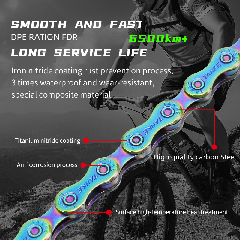 TANKE-cadena de 12 velocidades para bicicleta de montaña, 126 eslabones, cadenas de velocidad Variable, botón mágico, accesorios de ciclismo actuales de