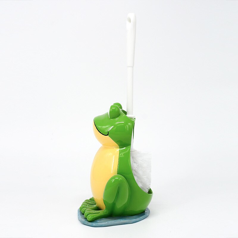 Kreative Karikatur Sitzen Frosch Wc Pinsel Halfter einstellen Harz Basis Heimat Hotel Schlecht Reinigung Werkzeug Dekoration Statue