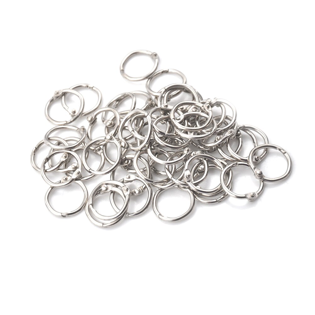 50pcs Metal Ring Binder Staple Book Binder Albums Loose Leaf Book Hoops Loose Leaf Ring Keychain Office Binding Supplies
