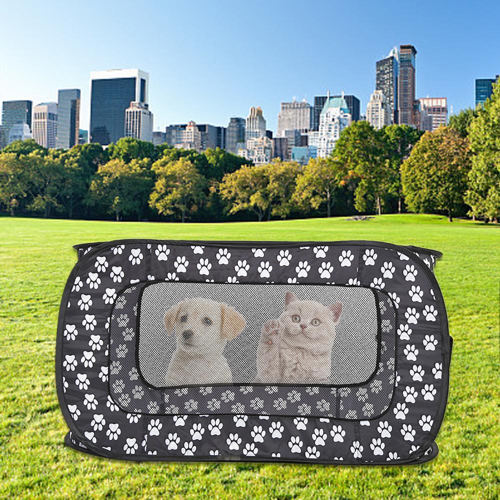 Tienda de campaña para mascotas, cerca plegable para gatos y perros, jaula de viaje con huellas rectangulares, 87CM