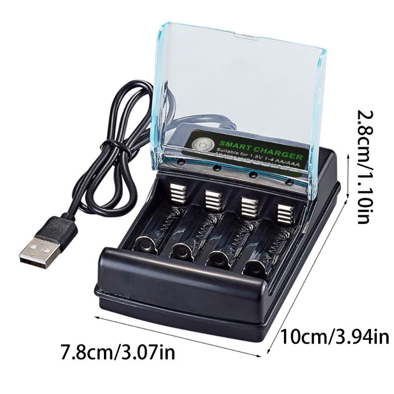1.5V Alkaline Battery Charger with Independent Charging 4 Slots and Energy Saving Features