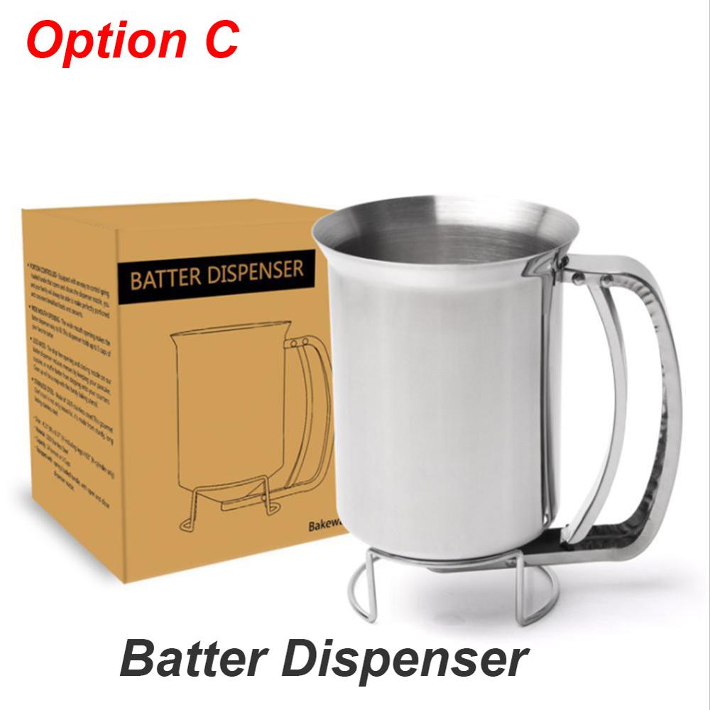 Dispensador de masa para panqueques, herramienta de cocina para hornear pasteles, cupcakes, Donut, Waffle del fabricante, máquina para rosquillas: Option-C