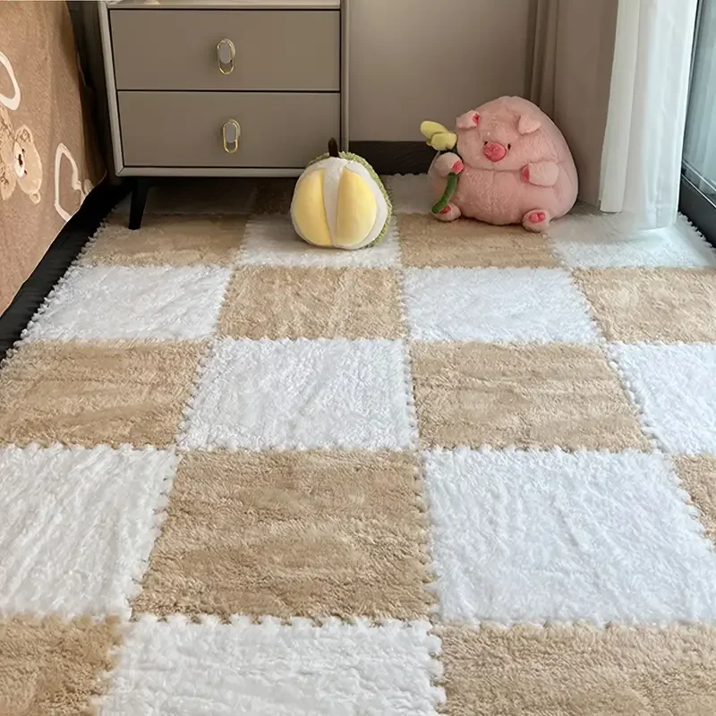 Soft Fluffy Puzzle Foam Floor Mat-Interlocking Square Play Mat Tiles for Kids Baby Nursery,Non-Slip Carpet Rug bedroom rug: 150x220cm / VIOLET/紫罗兰