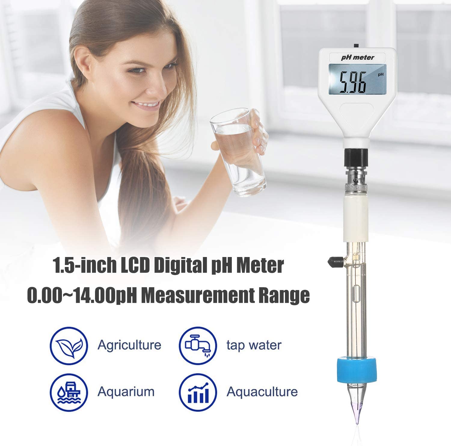 Ph Meter Digitale Zuurgraad Meter Ph Tester Bodem Meter Tester Water Test 1.5-Inch Draagbare Water Quality Tester Met wit Tegenlicht