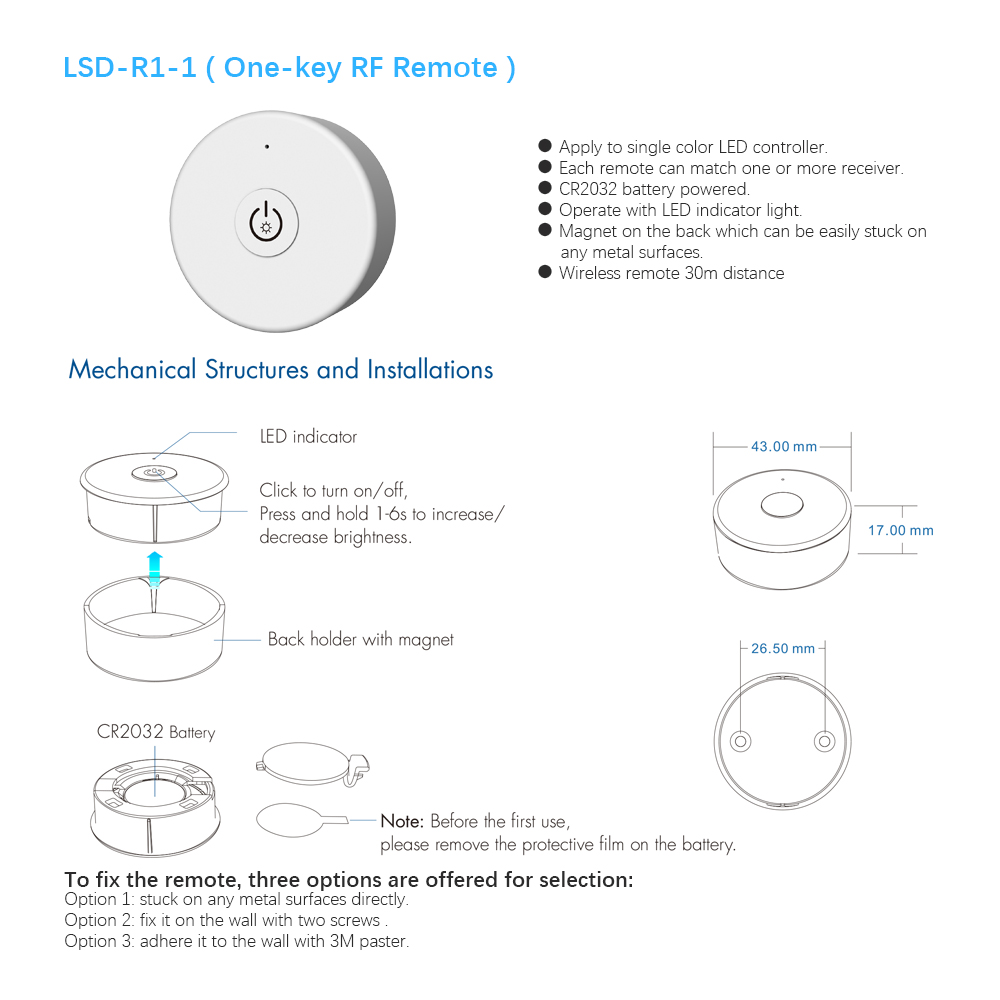 Dimmer led 220v 230v 110v ac triac trådlös wifi rf dimbar tryckströmbrytare med 2.4g dimmerknappar för led lampa  s1- b