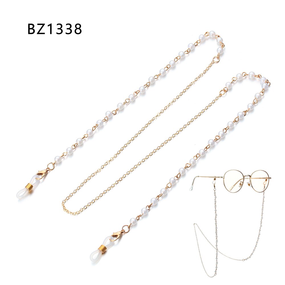 Soporte antideslizante para gafas de sol, cadena de lente de Metal, collar con perlas y estrellas, accesorios para gafas: BZ1338