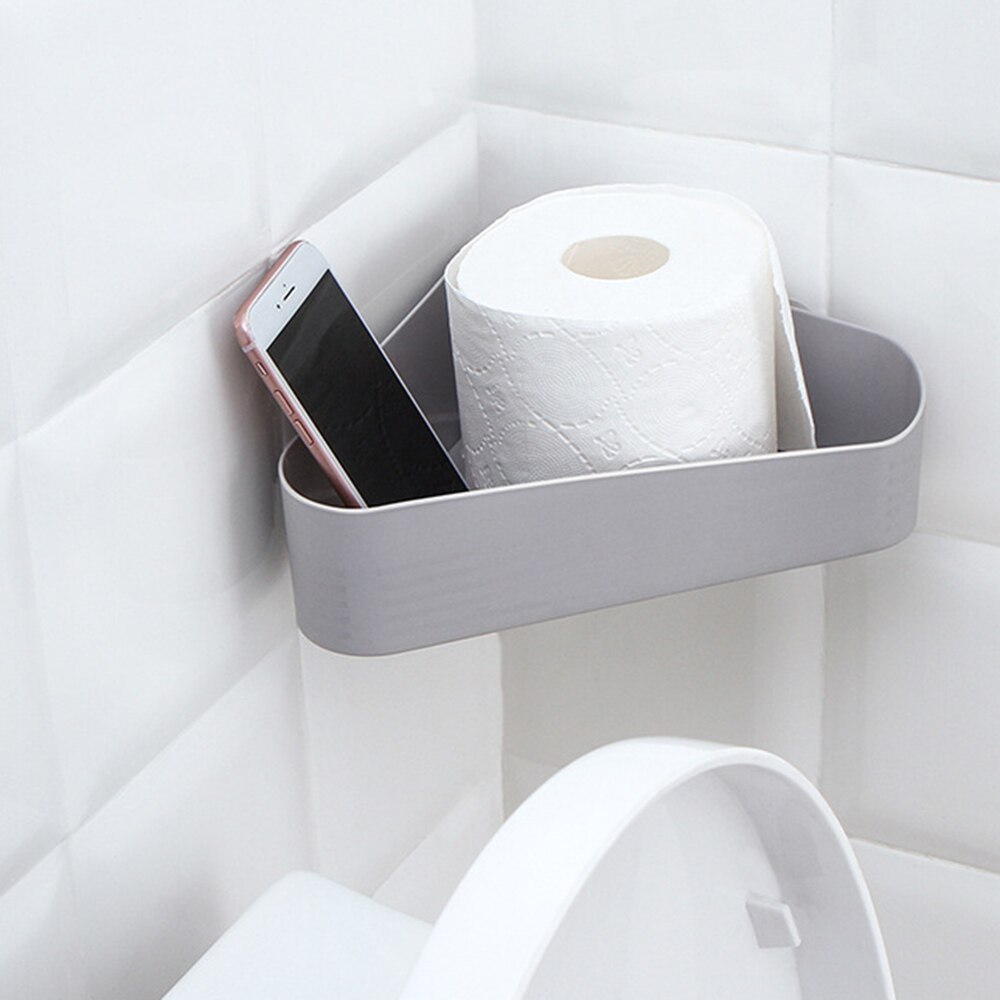 Plastic Suction Wall Corner Bathroom Shelf Suction Rack Organizer Cup Storage Home Bathroom Kitchen Shower Wall Shelf
