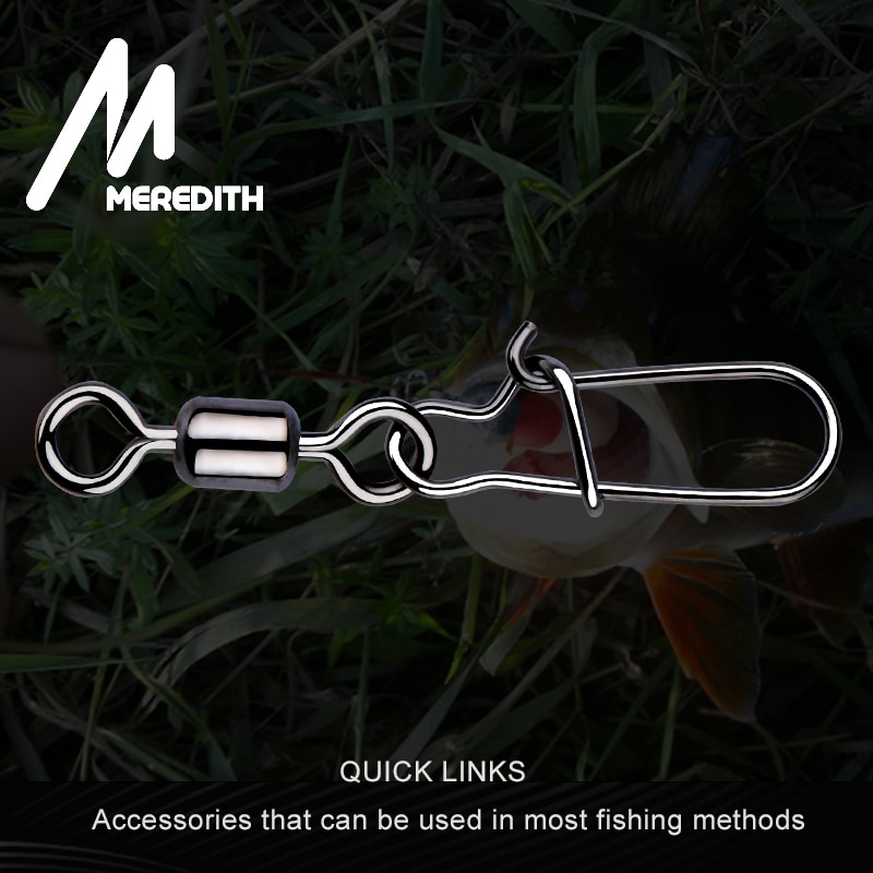 Manometro 50 pz luccio accessori per la pesca connettore spillo cuscinetto girevole girevole in acciaio inox moschettone richiamo girevoli affrontare