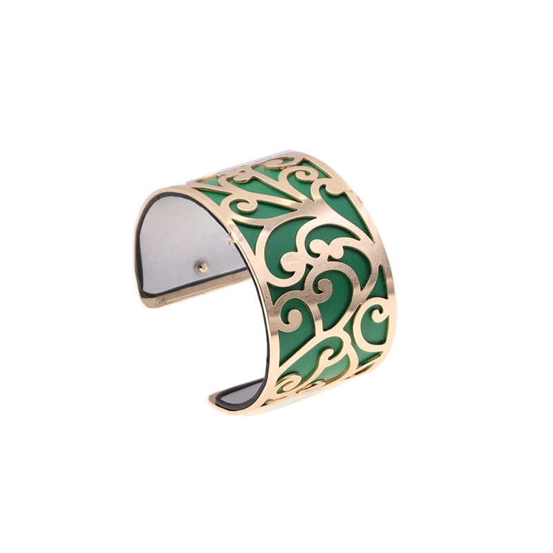 40mm utbytbara vändbara armband för kvinnor med guldfärgad blomformad lädermanschett armband charm armband femme