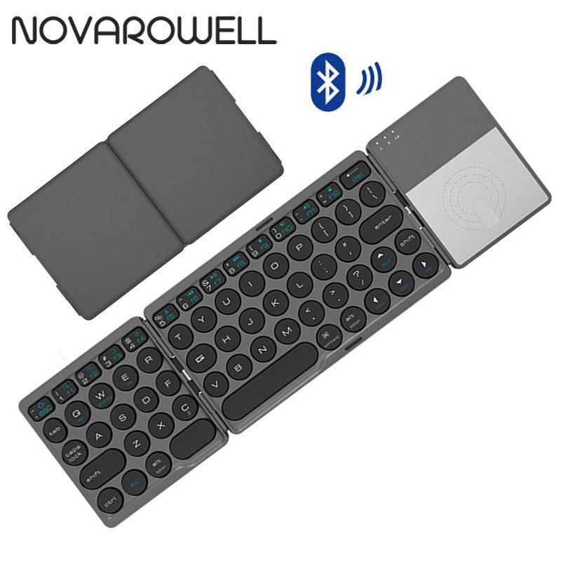 Foldable Wireless Keyboard Bluetooth Keypad with Touchpad Rechargeable for Tablet Notebook Android Windows Phone Laptop Tablet