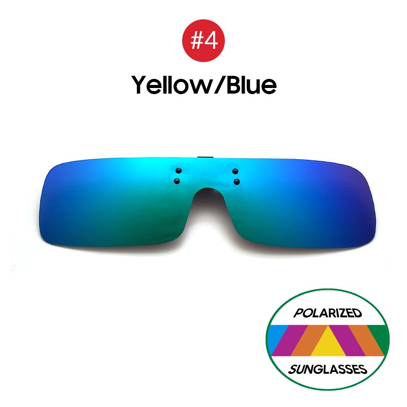 Gafas de sol polarizadas con Clip para pesca, lentes con espejo azul para conducir, visión nocturna, ciclismo, UV400: 4 Yellow Blue