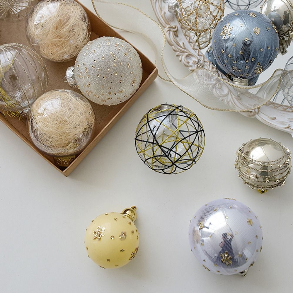 6 stuks 8 cm geschilderde kerstballen set kleurrijke herbruikbare gegalvaniseerde kerst hangende ballen prachtige onbreekbaar