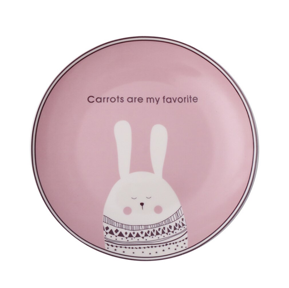 Cartoon cute ceramic cutlery children's dinner plate steak plate breakfast plate dessert plate and cup: palte of rabbit