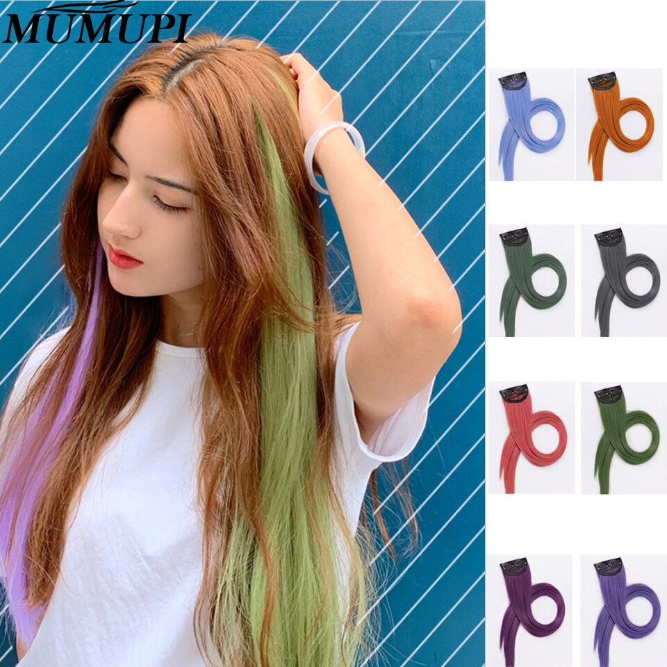 extensions cheveux clip naturel rajout cheveux rajout cheveux Pince synthétique en extension de cheveux rose pièces arc-en-ciel pour les femmes extensions couleur colorée extensions de cheveux perruque MUMUPI