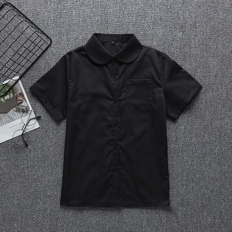 Uniforme scolaire japonais, hauts d&#39;école pour filles et garçons, chemise noire à manches courtes en coton pour femmes et hommes, costume de marin, uniforme de travail, XS-5XL: 4XL