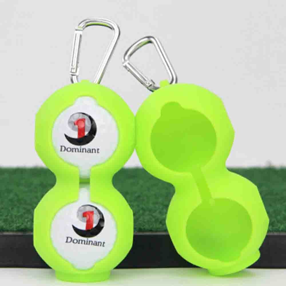 Golf silicone ball cover 2 pieces of golf accessories golf silicone protective cover can be hung on the belt: green