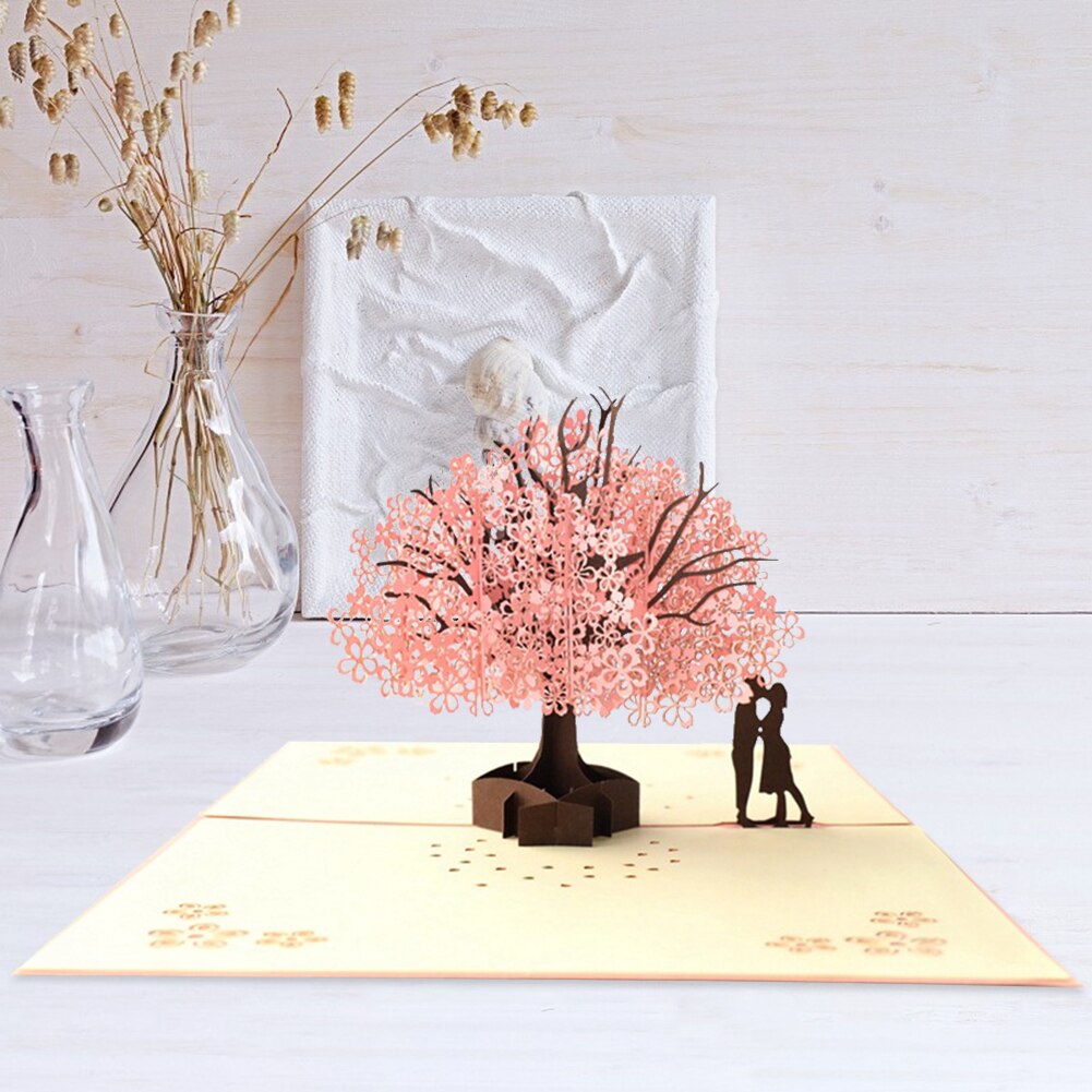 3D Pop up Card Wedding Cherry Tree Invitations Cards Valentine Day Postcard Wedding Invitation Greeting Cards Anniversary