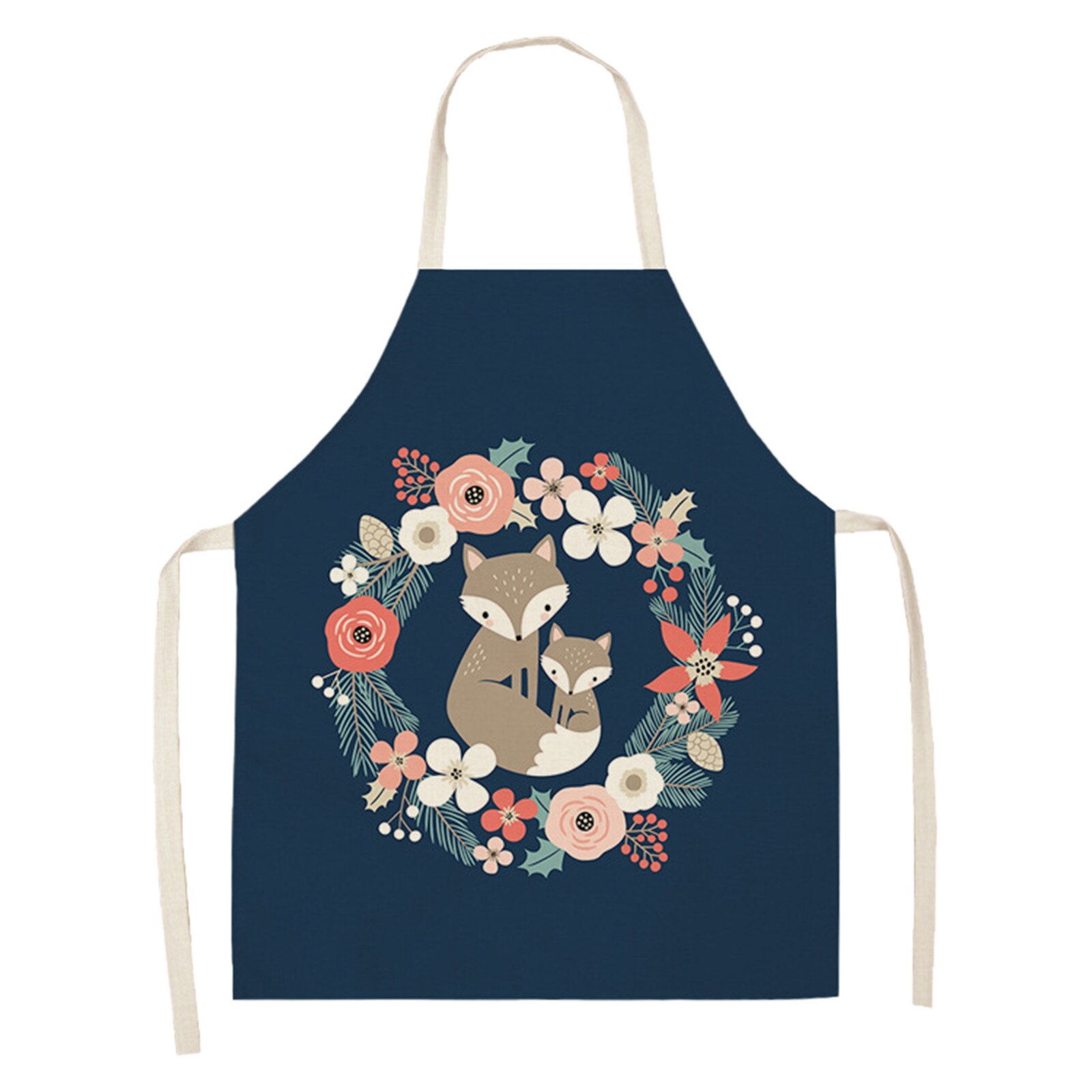 1Pcs Kitchen Cooking Apron Kitchen Lovely Cartoons Printed Home Sleeveless Cotton Linen Aprons for Men Women Baking Accessories