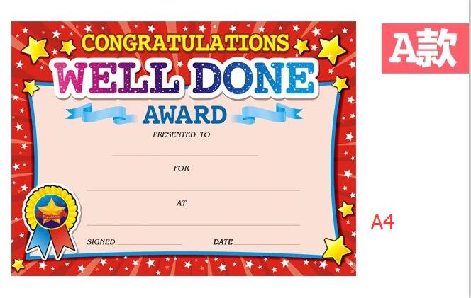 Récompense de certificat en anglais de , 50 pièces, fournitures d'enseignement, récompenses pour étudiants, papier de certificat de formation en anglais: A Style A4 50PCS