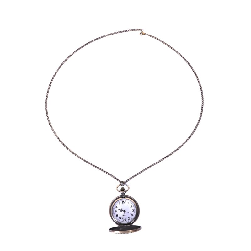 Vintage Charming Carved Train Watch Openable Hollow Quartz Watch Classic Men Women Necklace Pendant Chain Clock: Default Title