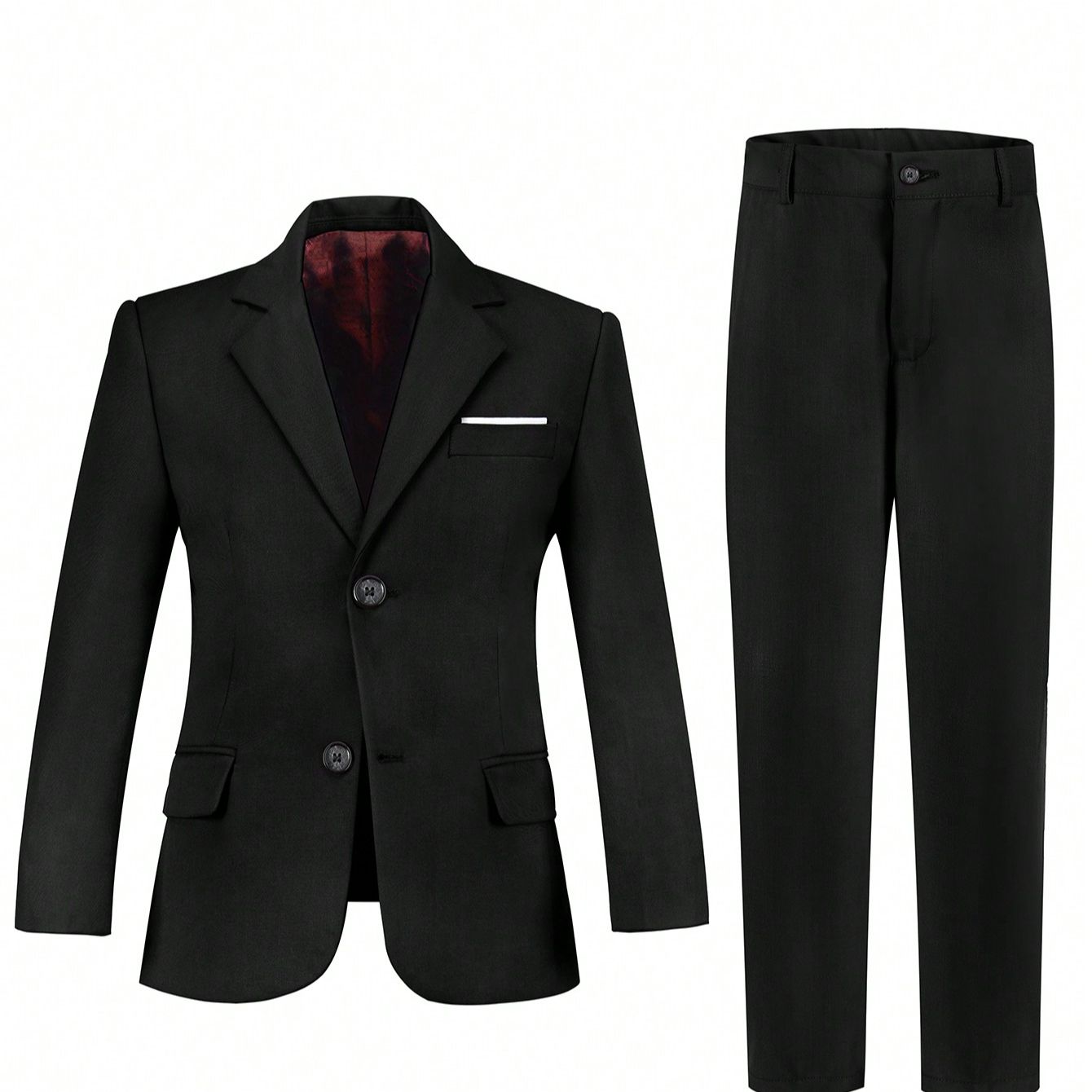 Back To School Season Tween Boy Two-piece Suit, Black Suit Pants Included