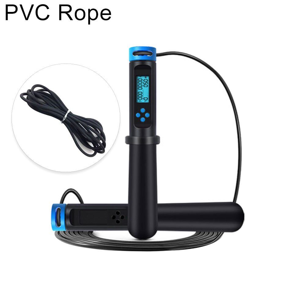Jump Ropes with Electronic Counting Skip Rope Smart Digital Counter Skipping Rope Weight Loss Fitness Jump Skipping Rope: Blue PVC Rope
