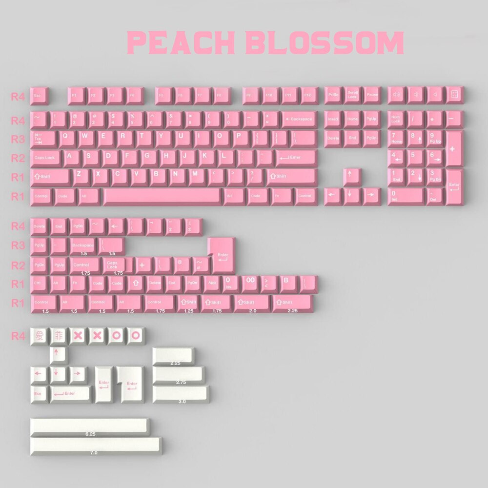 GMK Clone Striker Keycap 173 keys Double Shot Cherry Profile ISO Enter 6.25 7u Space bar For tm860 NJ68 Game Mechanical Keyboard: Peach Blossom