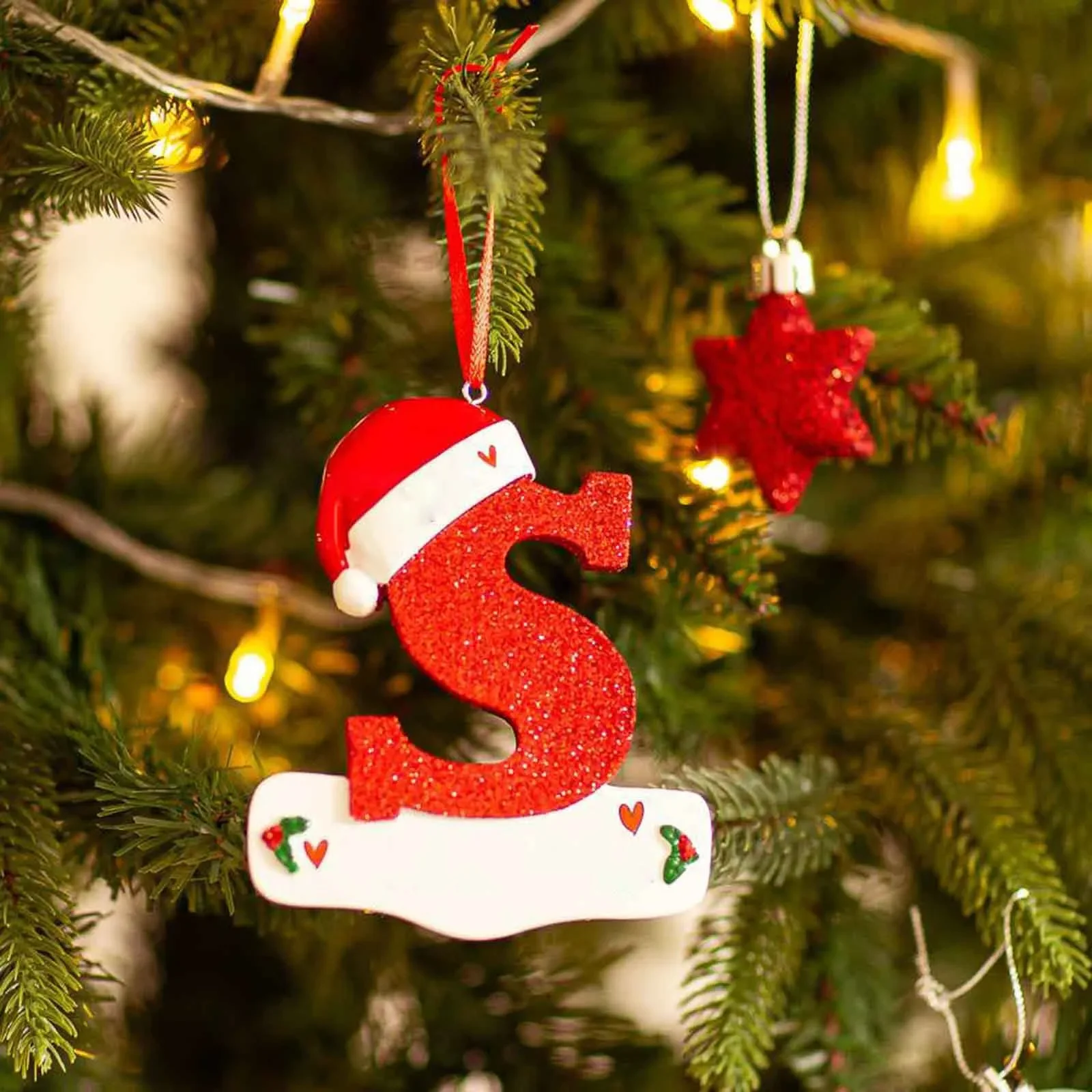 Christmas Tree Decoration Letter Pendant 26 Letters Home acrylic DIY Pendant Xmas Year Decor Ornament navidad