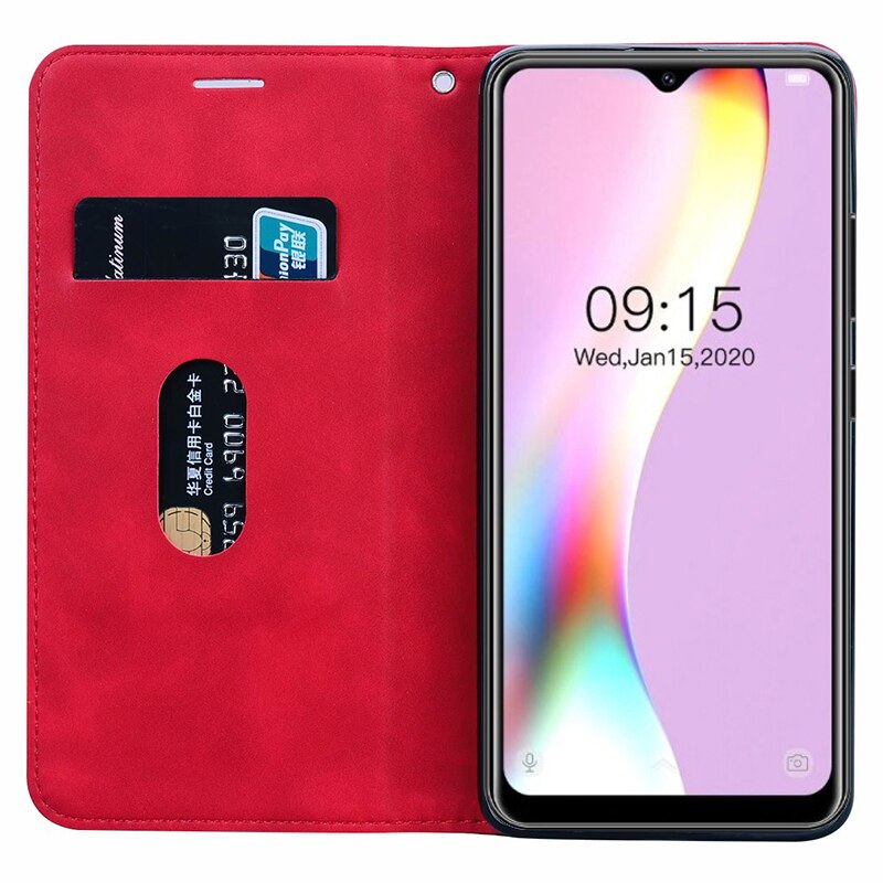 Housse portefeuille pour Oukitel C19 étui à rabat en cuir PU magnétique étui de téléphone pour Capinha para celulaire Oukitel C19 C18 C17 Pro Hoesje: for Oukitel C17 Pro / XN Red