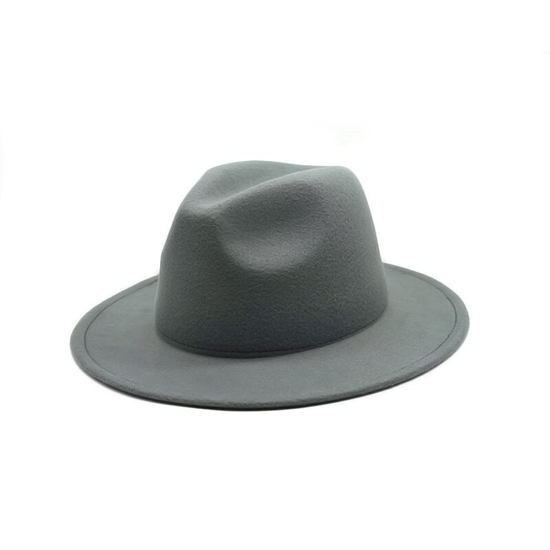 Høst vinter dame filthatt fedoras hatter med stor brem for kvinner britisk stil vintage kirkehatter dame flat brem hvit jazz cap: 5