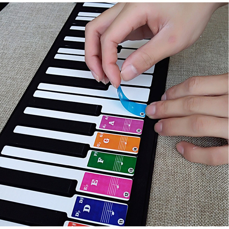 37/49/61/88 Keys Colorful Transparent Piano Keyboard Stickers Electronic Keyboard Sound Name Key Stave Note Symbol Sticker