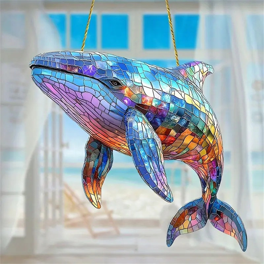 2D Acrylic Flat Printing Birds Flowers Animal Pendant Home Tree Window Hanging Decor Car Backpack Pet Wind Chime Ornament: plum