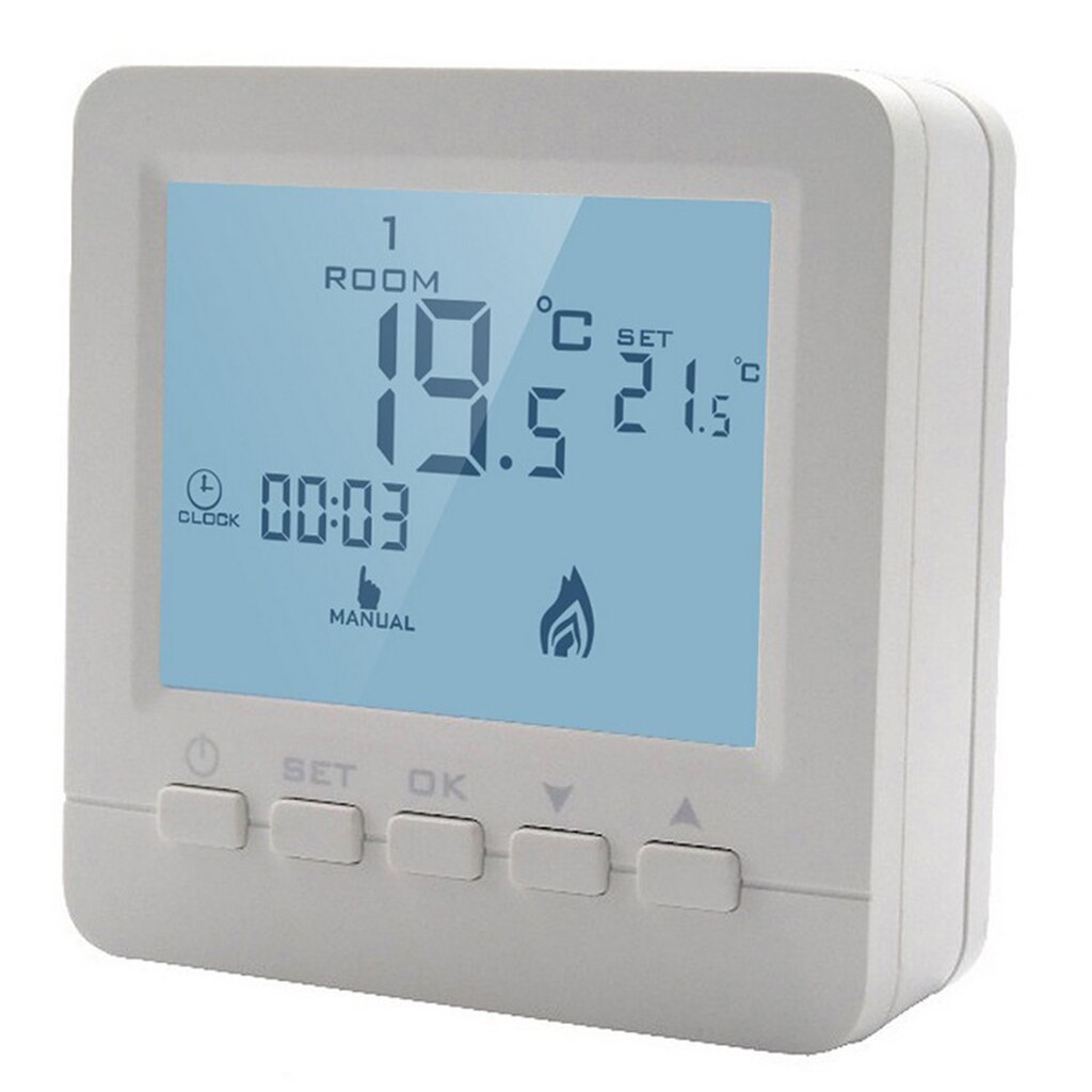 HY02B05-2BW Gas Boiler LCD Screen Display Room Thermostat Weekly Programming for Rest Room, Living Room, Bedroom, Time Setting