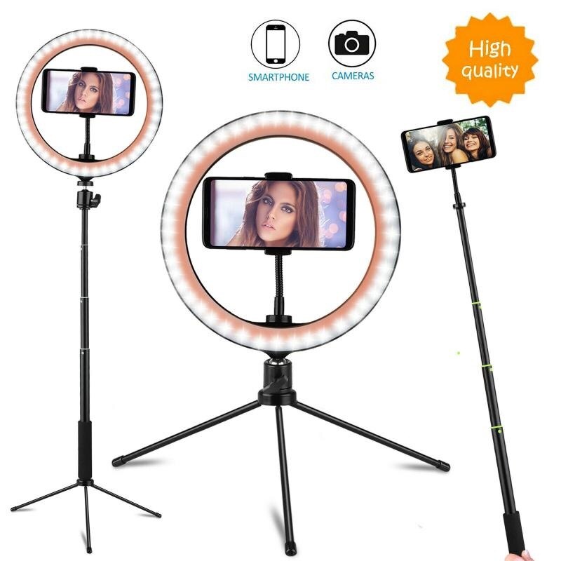 26cm Ring Licht Dimmbare LED Studio Kamera Foto Telefon Video Licht Lampe Mit Stative Selfie Stick Ring Tabelle Füllen licht für VK