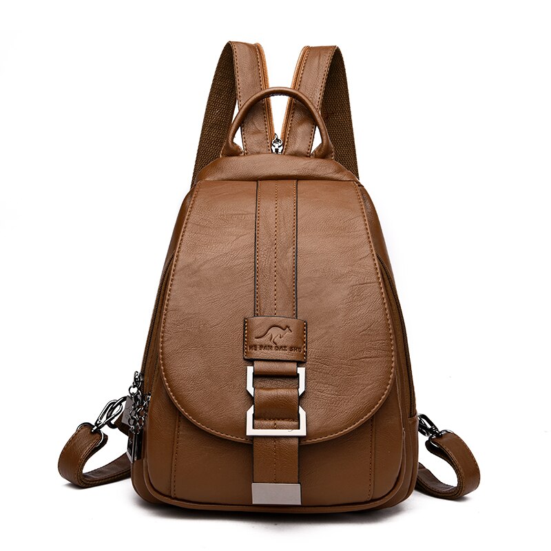 Vrouwen Lederen Rugzakken Vintage Vrouwelijke Schoudertas Sac a Dos Reizen Dames Bagpack Grote Mochilas Schooltassen Voor Meisjes: Brown