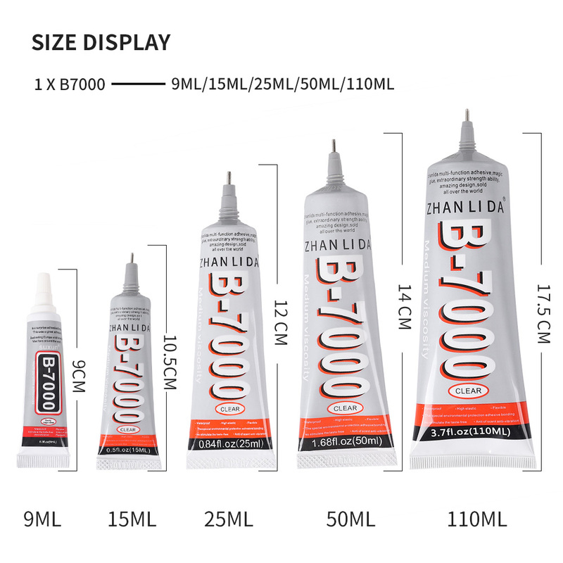 B-7000 Glue with Precision Tips Adhesive Glue for Craft DIY Jewelry Glasses Phone Screen Repair 110ml 50ml 25ml 15ml 9ml B7000
