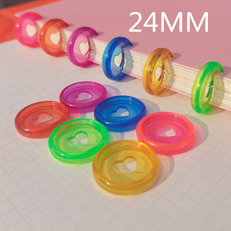 Anillos de encuadernación de plástico, botón de encuadernación de hojas sueltas de amor, Agujero De Seta, bricolaje, botón de encuadernación de anillo de libro de hojas sueltas, 30pcs24mm