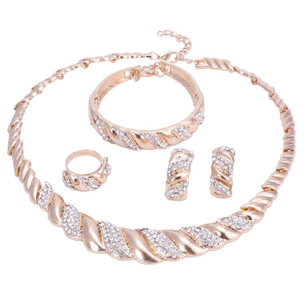 Conjunto de joyería de , collar de cuentas africanas de color plateado de Nigeria Dubai, conjunto de joyas de boda, conjuntos de joyas de cuentas africanas: Gold