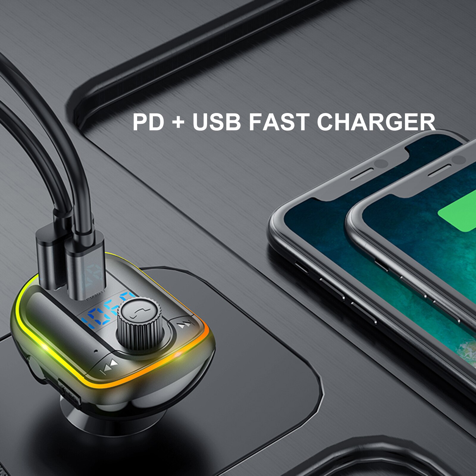 Autoradio mit  mp3 sendern,  bt 5.0 fm freisprecheinrichtung, audioempfänger, unterstützt tf-audio, udisk und 3.1a pd18w usb-c- und usb-anschlüsse